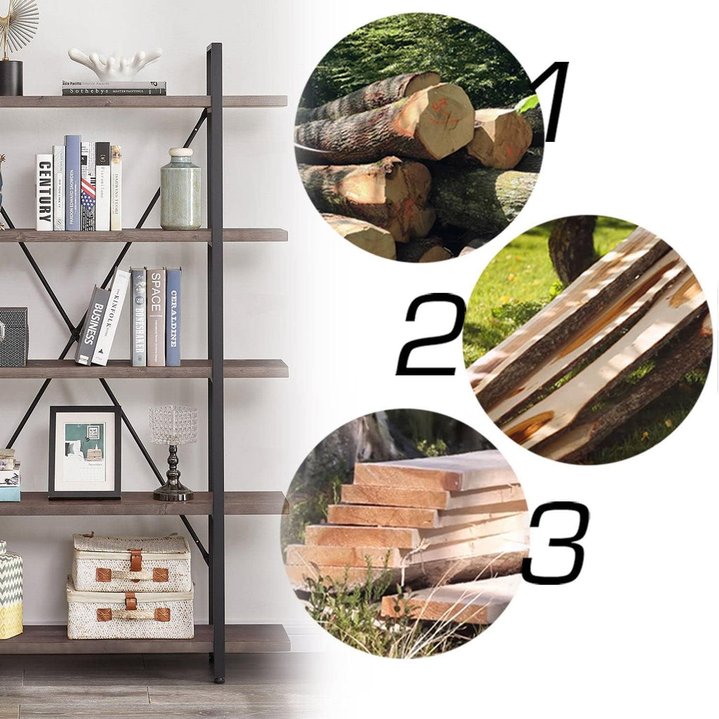 Solid Wood 5 Shelf Bookcase N289