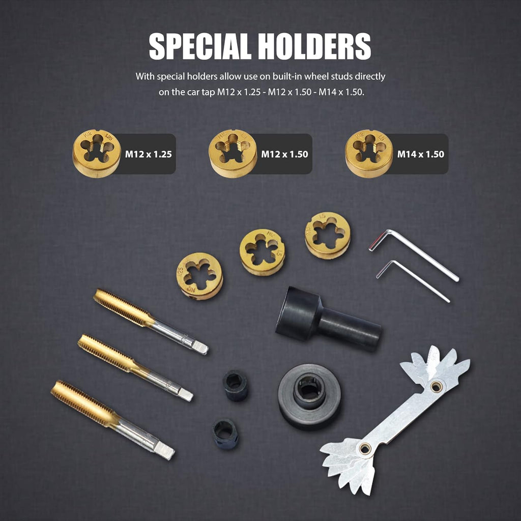 Metric Tap and Die Set M12x1.25 M12x1.5 M14x1.5 12pcs F36971