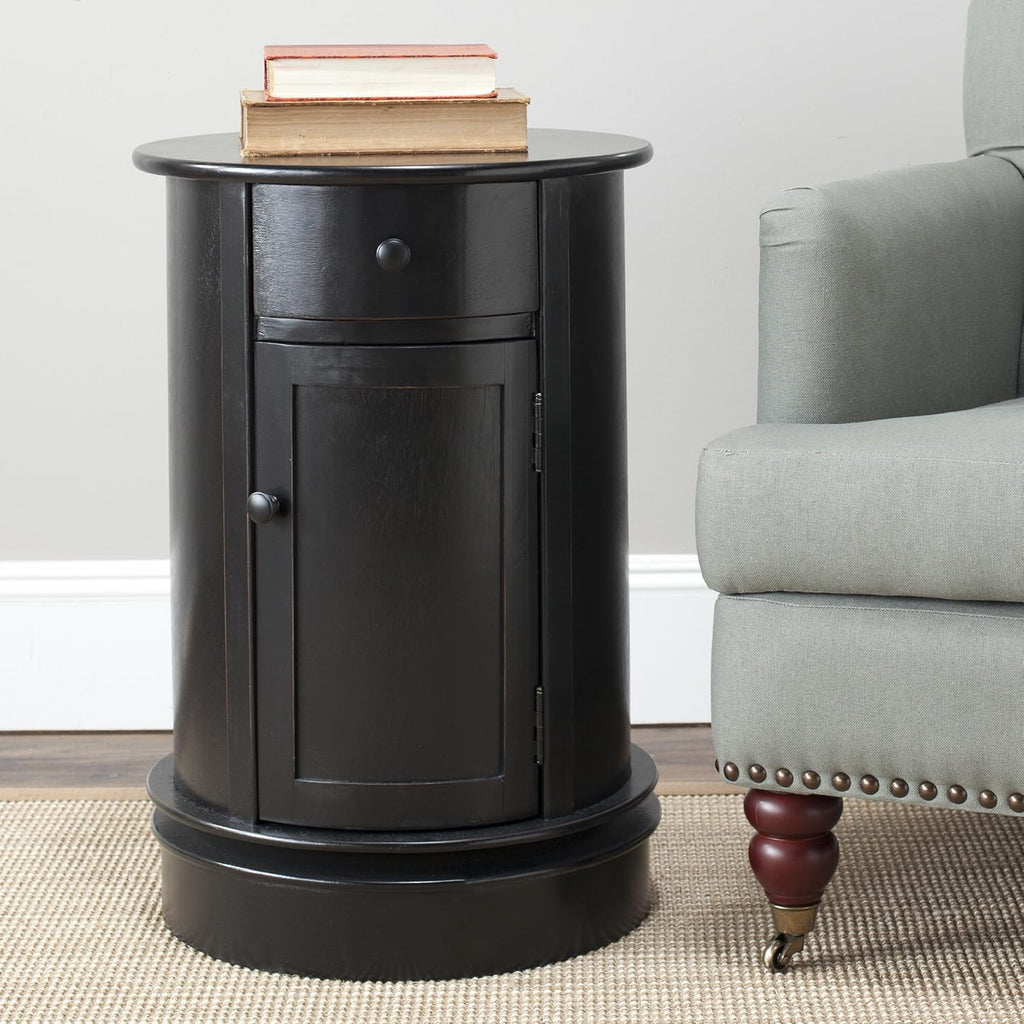 Dark Cherry Oval Swivel Storage End Table Y689