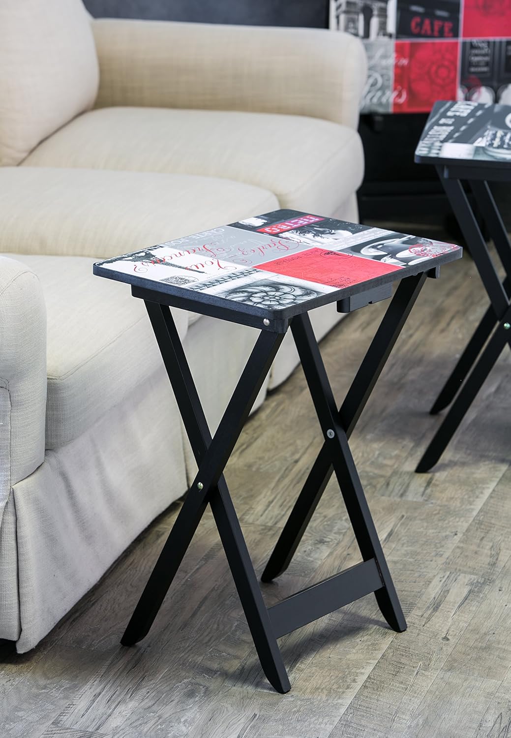 Farmhouse TV Trays with Stand, Set of 4 Q883516