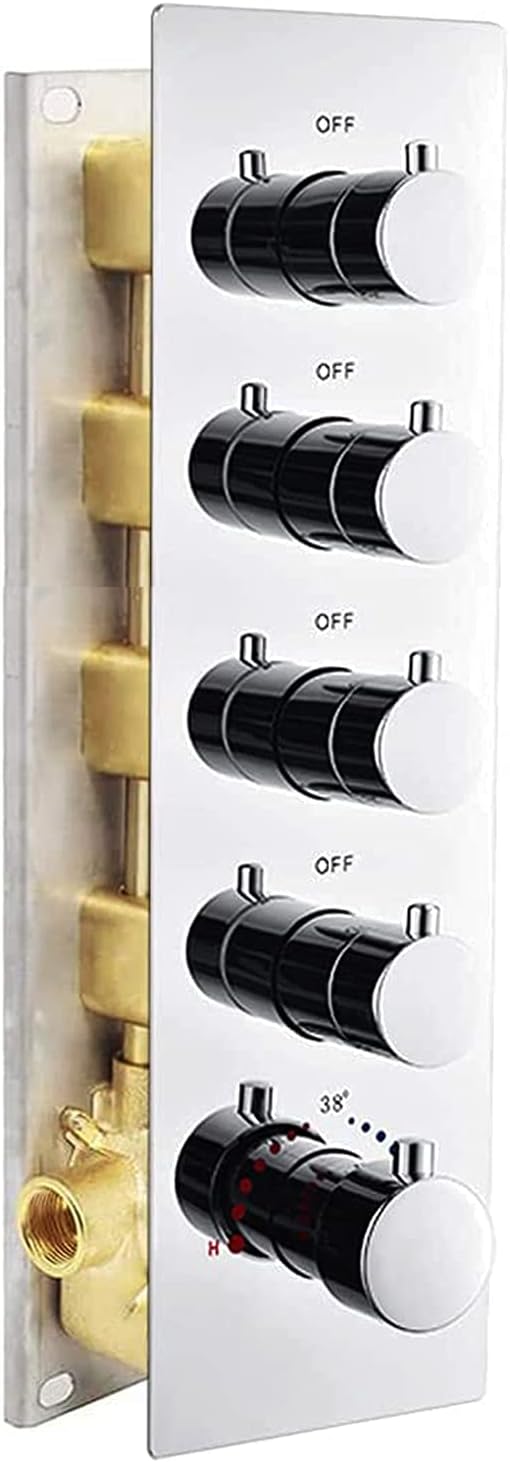 3-Outlet Thermostatic Shower Diverter Valve Solid Brass with Chrome Trim B214