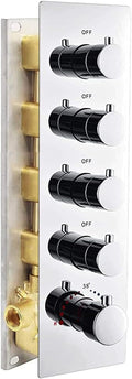 3-Outlet Thermostatic Shower Diverter Valve Solid Brass with Chrome Trim B214