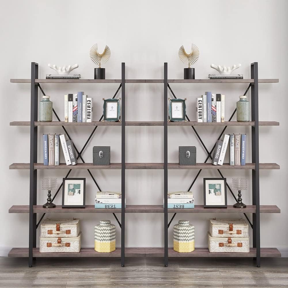 Solid Wood 5 Shelf Bookcase N289