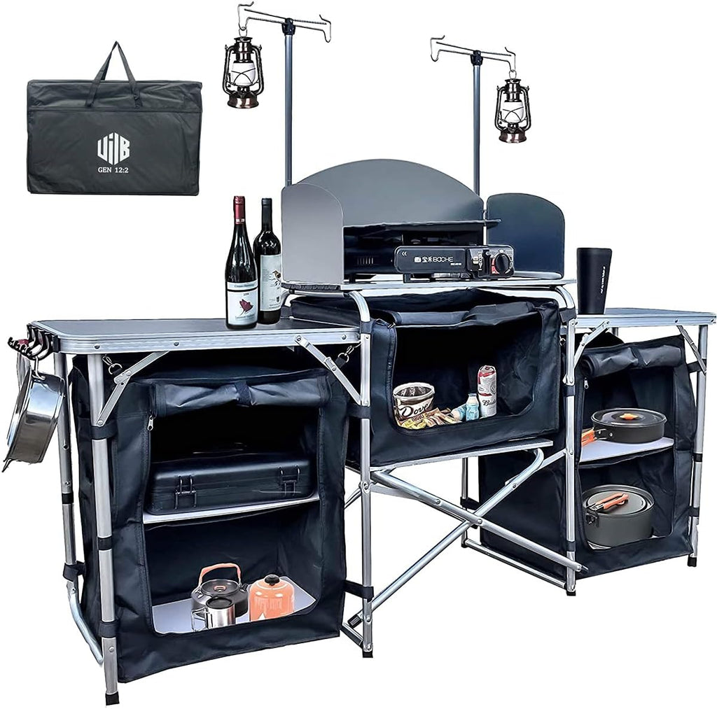 Multifunctional Aluminum Folding Camping Table with Storage Organizer X78737