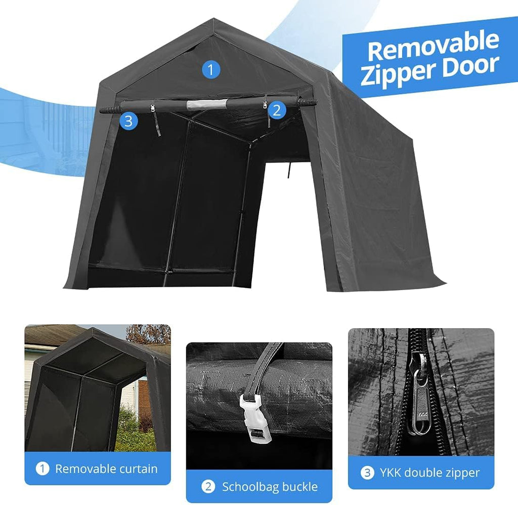 7x12 ft Portable Storage Shelter with 2 Roll up Doors X276