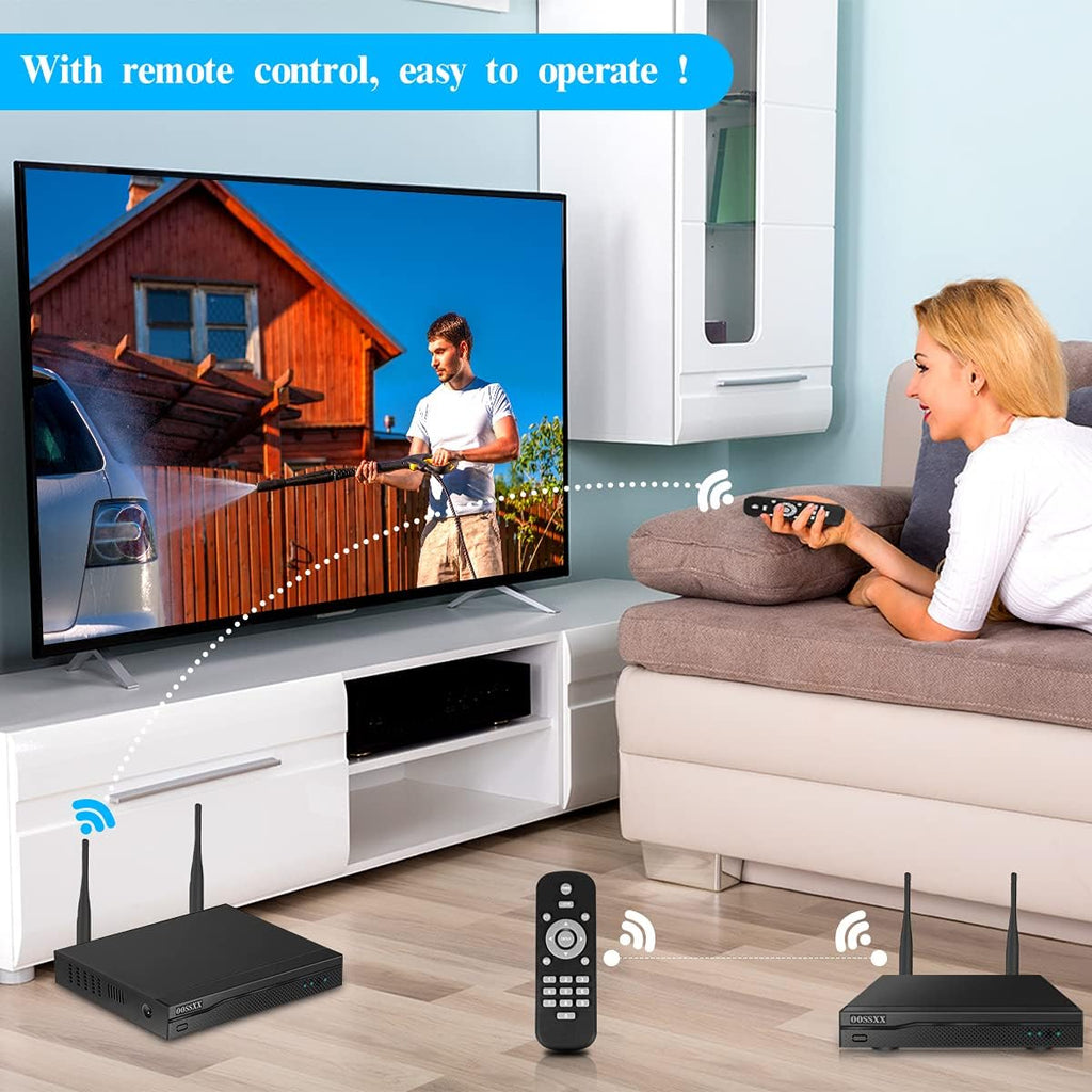 2K 3.0MP Wireless Security Camera System, 8 Channel NVR Outdoor Home Surveillance with 4TB HDD W47010