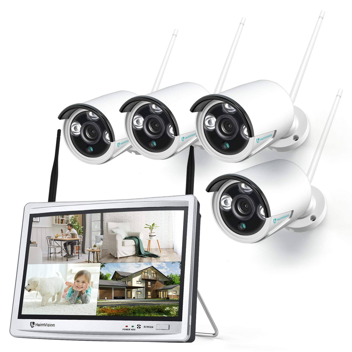 1080p Wireless Security Camera System with 12 inch LCD Monitor X682