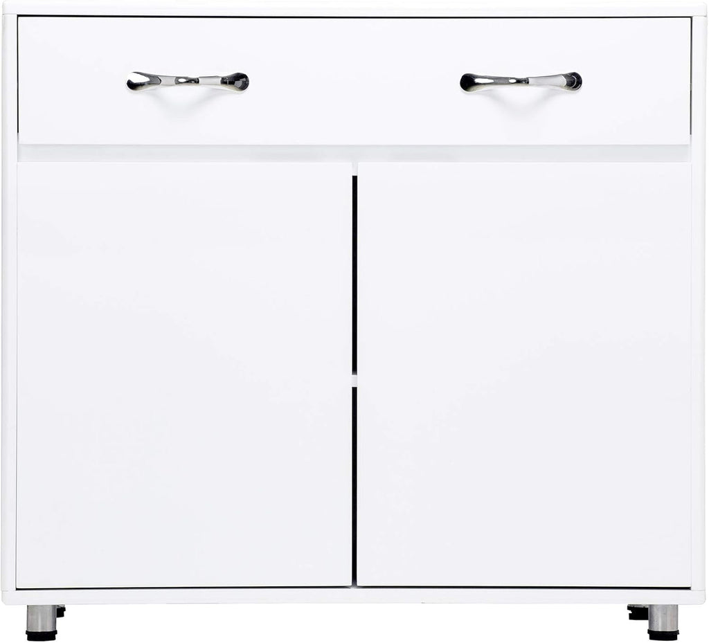 White Console Table with Drawer & Two Shelves R7976
