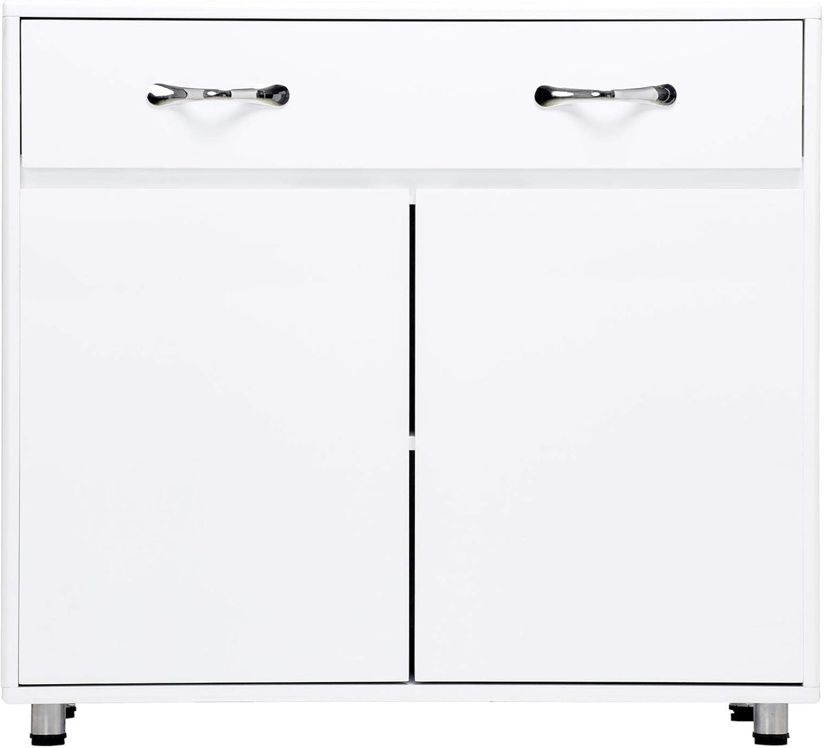 White Console Table with Drawer & Two Shelves R7976