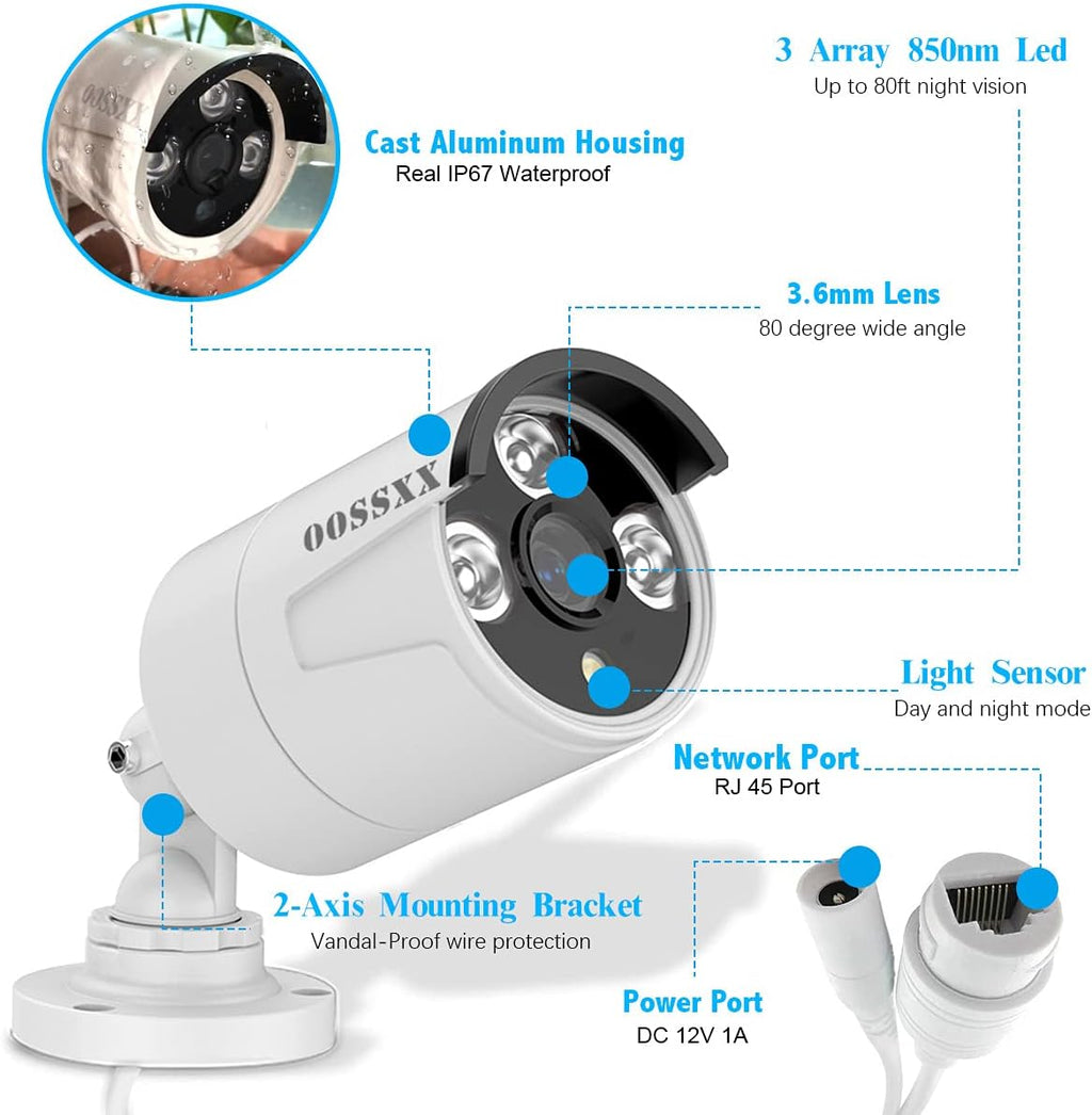 8 Channel POE Security Camera System with 8 IP67 Waterproof Cameras U224