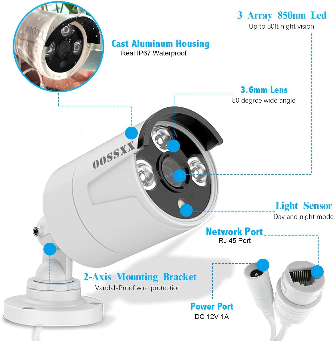 8 Channel POE Security Camera System with 8 IP67 Waterproof Cameras U224