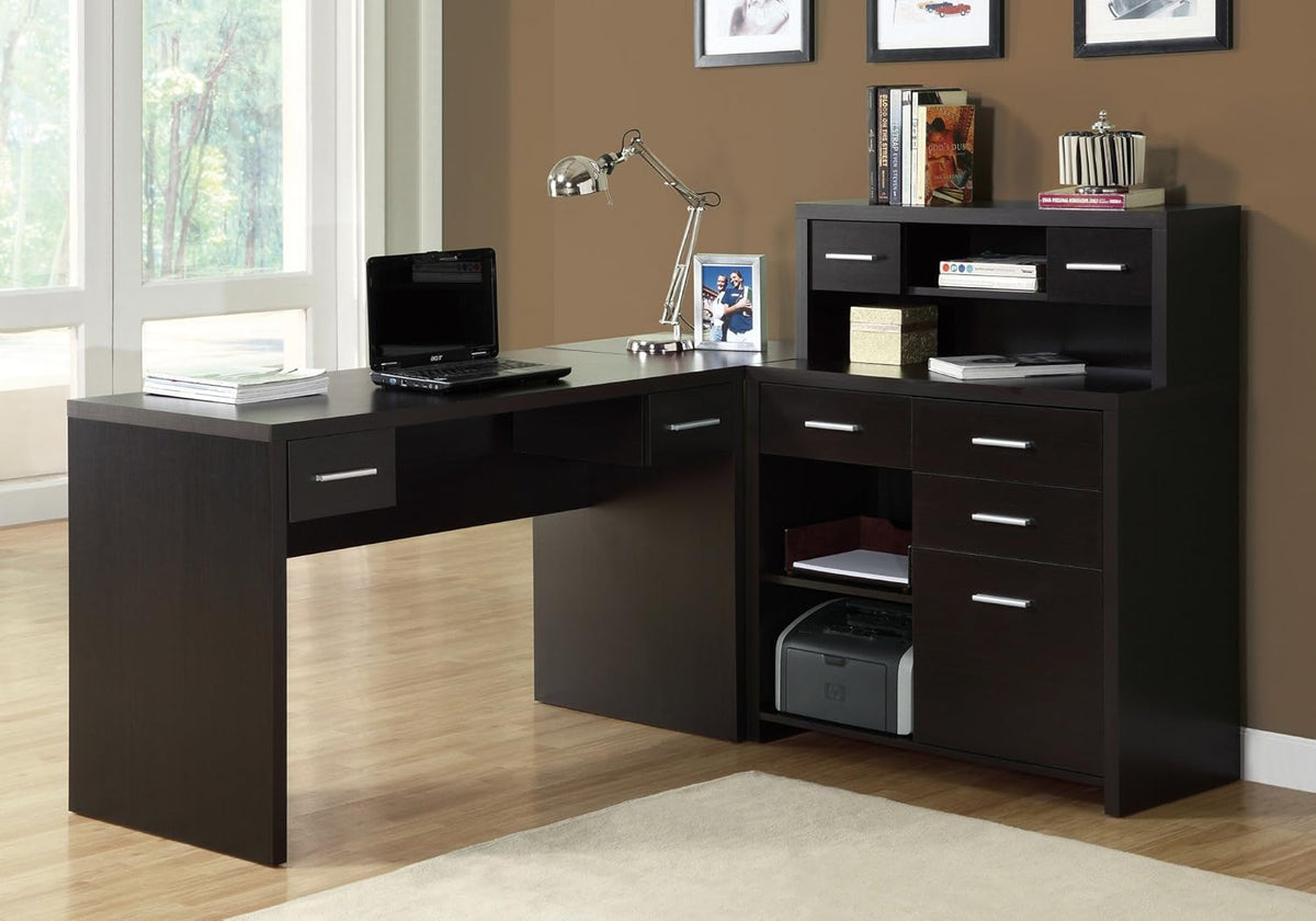 L-Shaped Corner Computer Desk with Hutch B45825