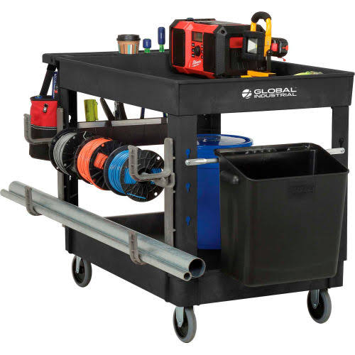 Plastic 2 Tray Black Utility Cart T42457
