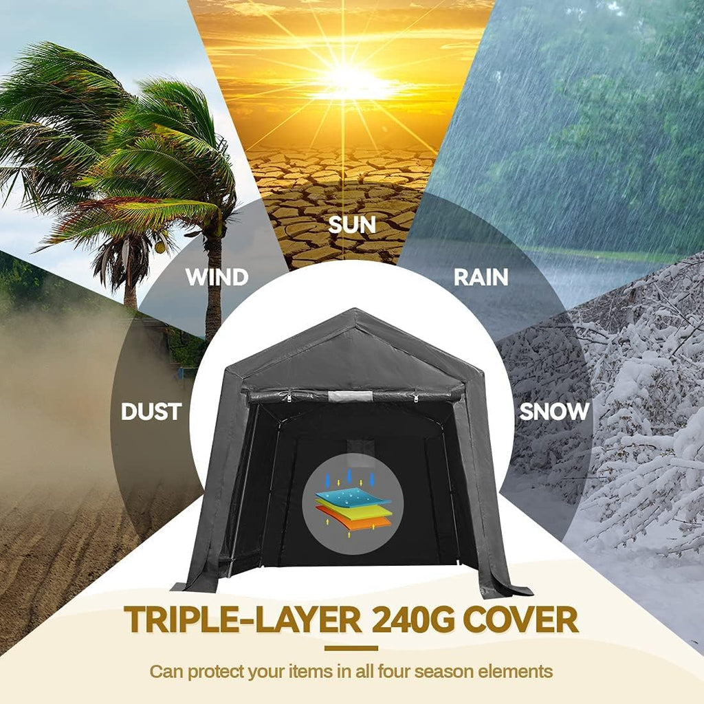 7x12 ft Portable Storage Shelter with 2 Roll up Doors X276