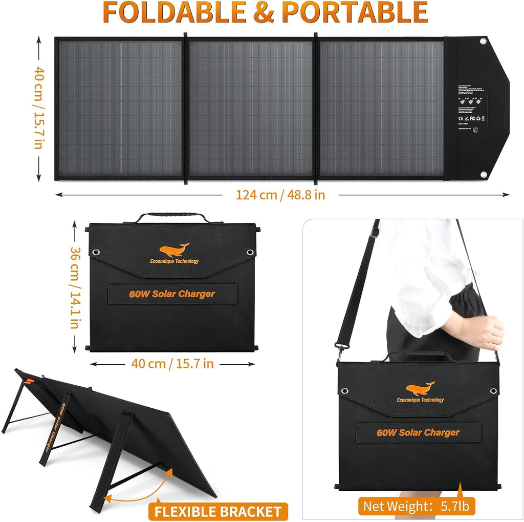 60W Portable Foldable Solar Panel with Adjustable Kickstand G11214