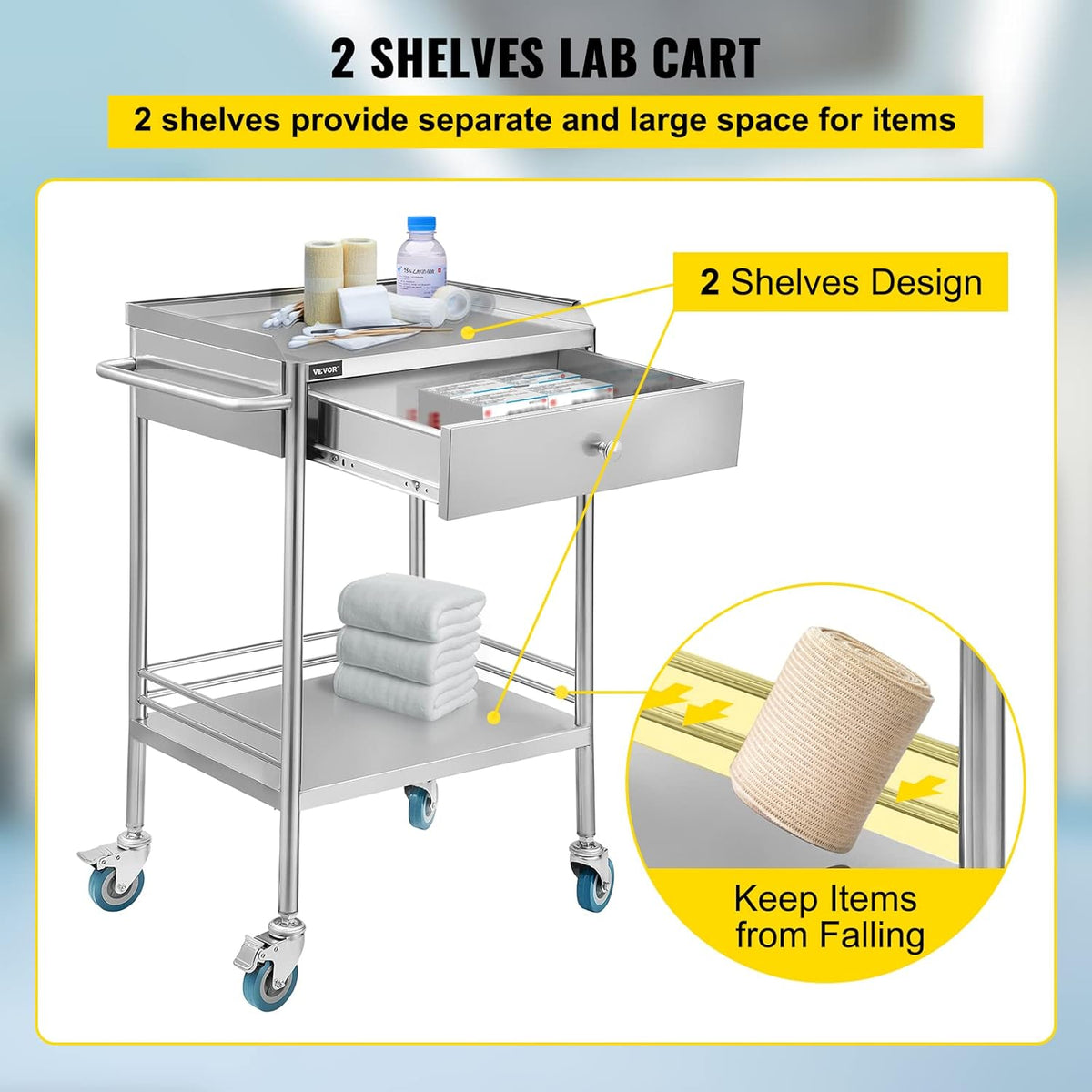 Stainless Steel Utility Cart with Wheels S5455