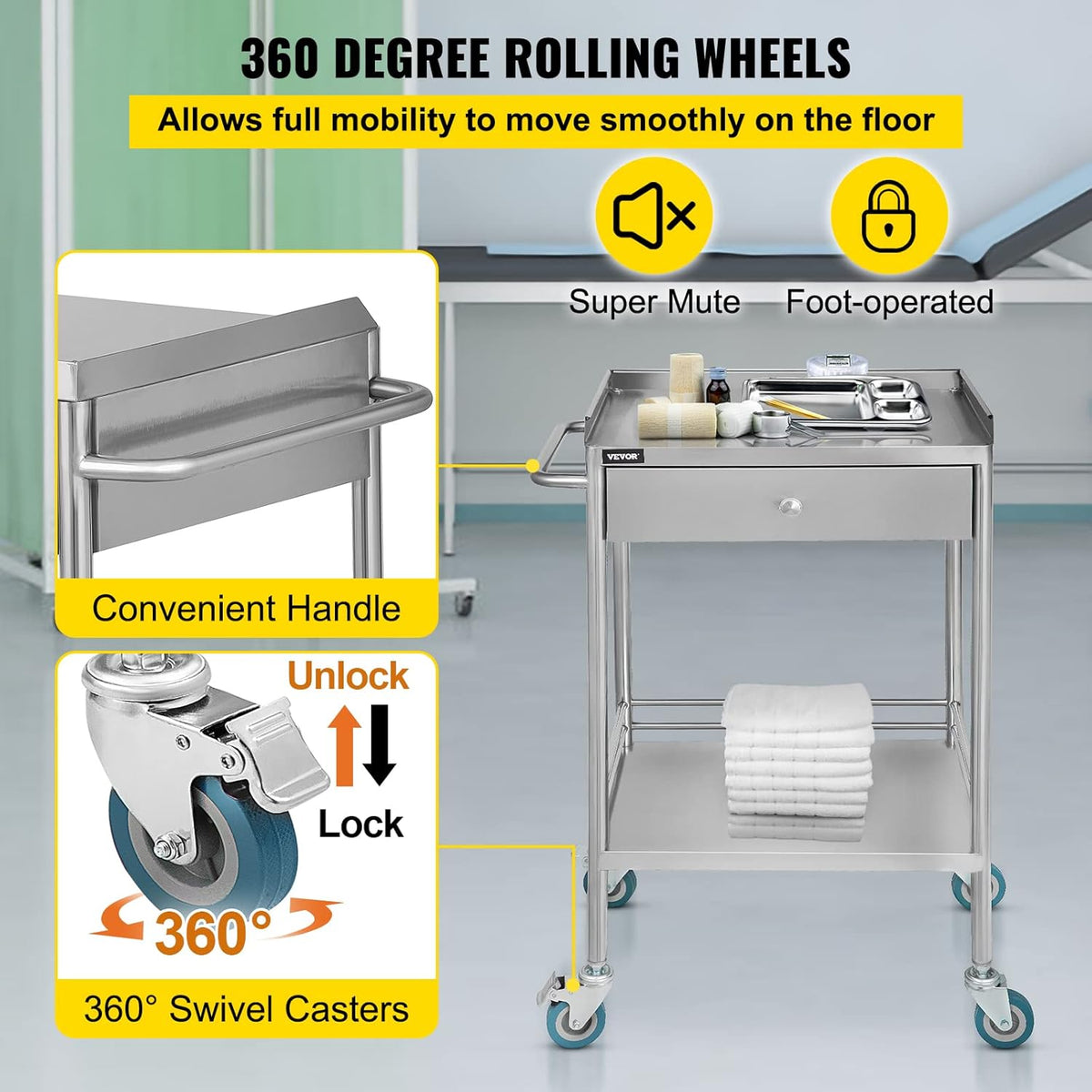 Stainless Steel Utility Cart with Wheels S5455