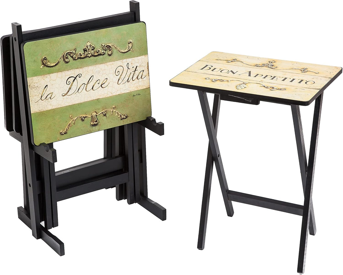 Farmhouse TV Trays with Stand, Set of 4 Q883516