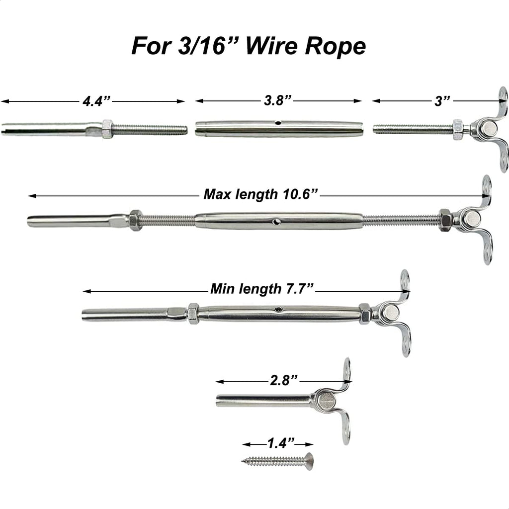 3/16 Cable Railing Hardware Kit T316 Marine Grade A92230