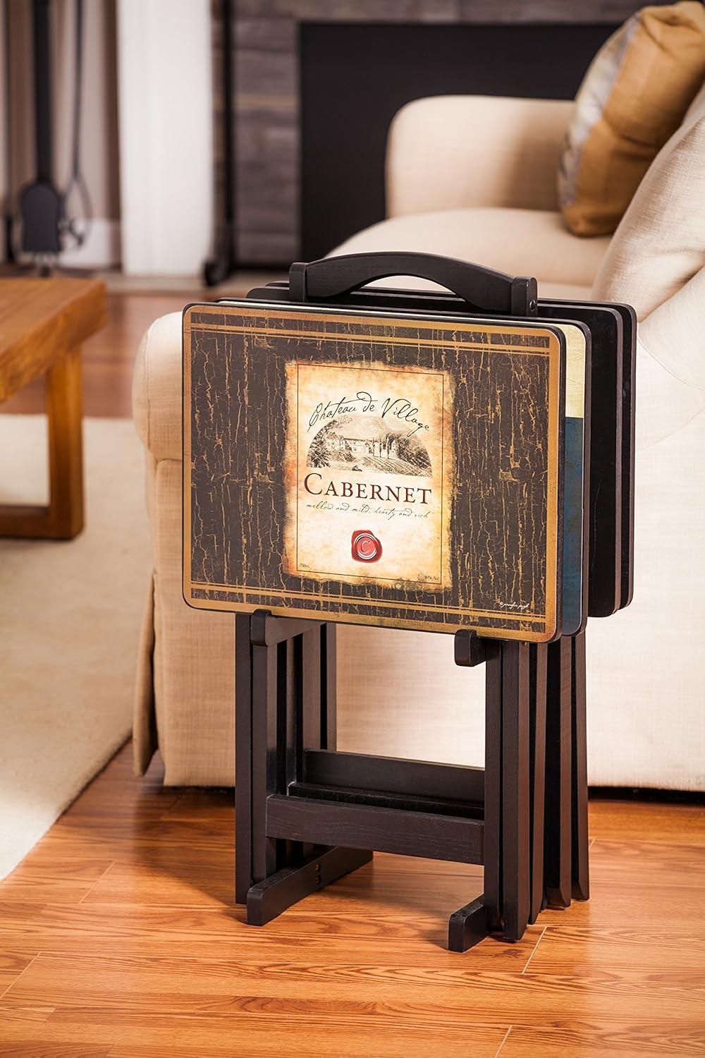 Farmhouse TV Trays with Stand, Set of 4 Q883516