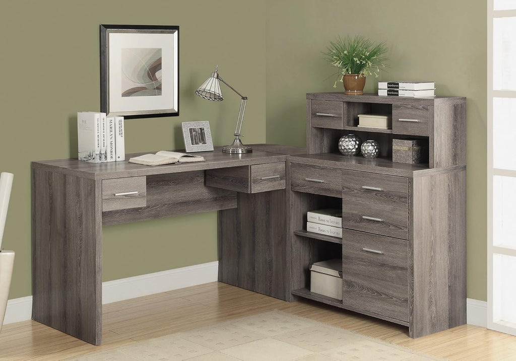 L-Shaped Corner Computer Desk with Hutch B45825