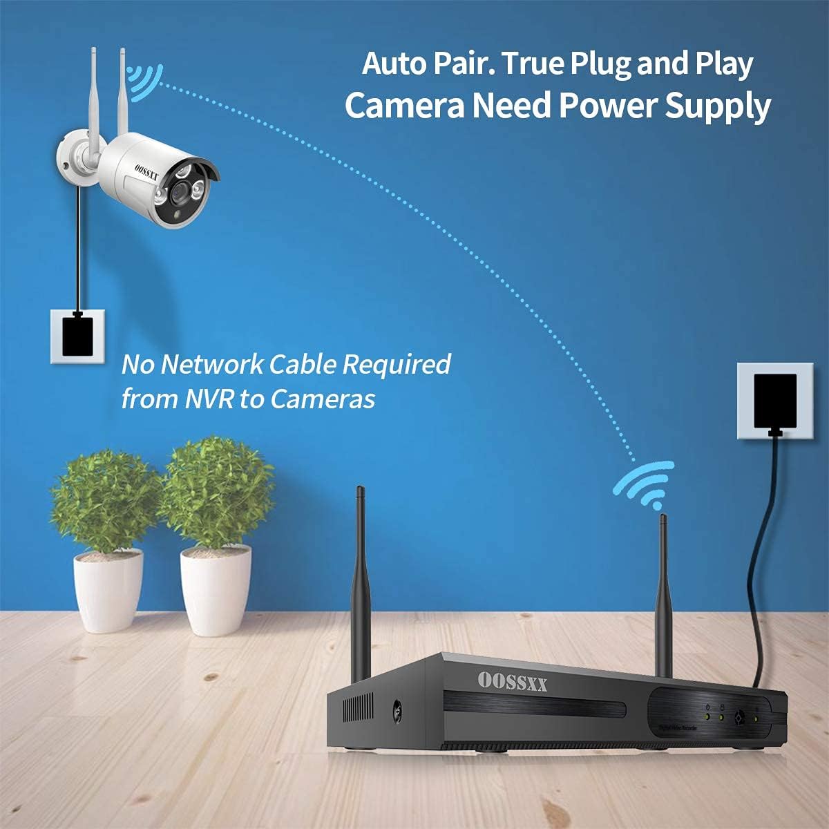 2K 3.0MP Wireless Security Camera System, 8 Channel NVR Outdoor Home Surveillance with 4TB HDD W47010