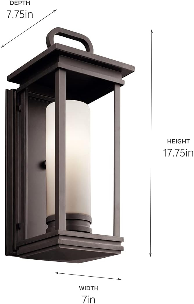 1 Light Outdoor Wall Light with Satin Etched Opal Glass in Rubbed Bronze X362422