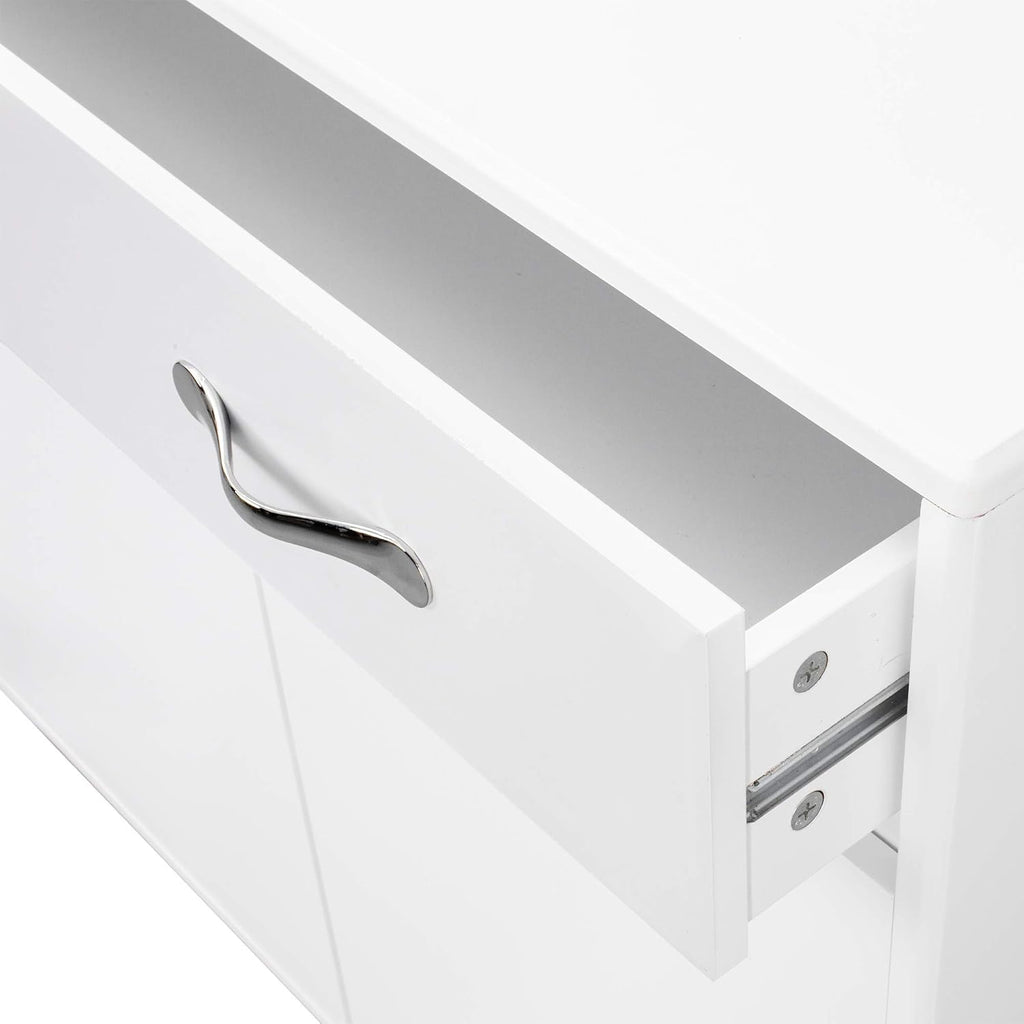 White Console Table with Drawer & Two Shelves R7976