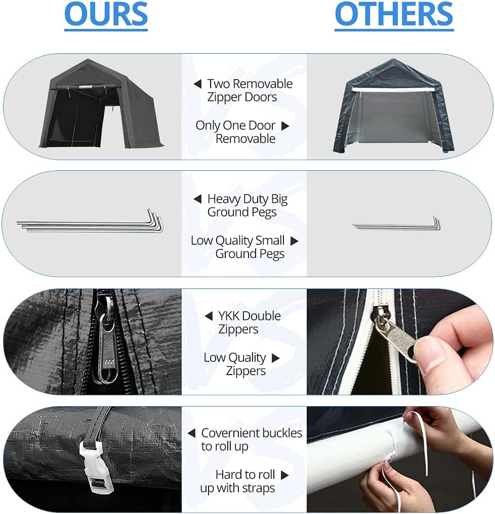 7x12 ft Portable Storage Shelter with 2 Roll up Doors X276