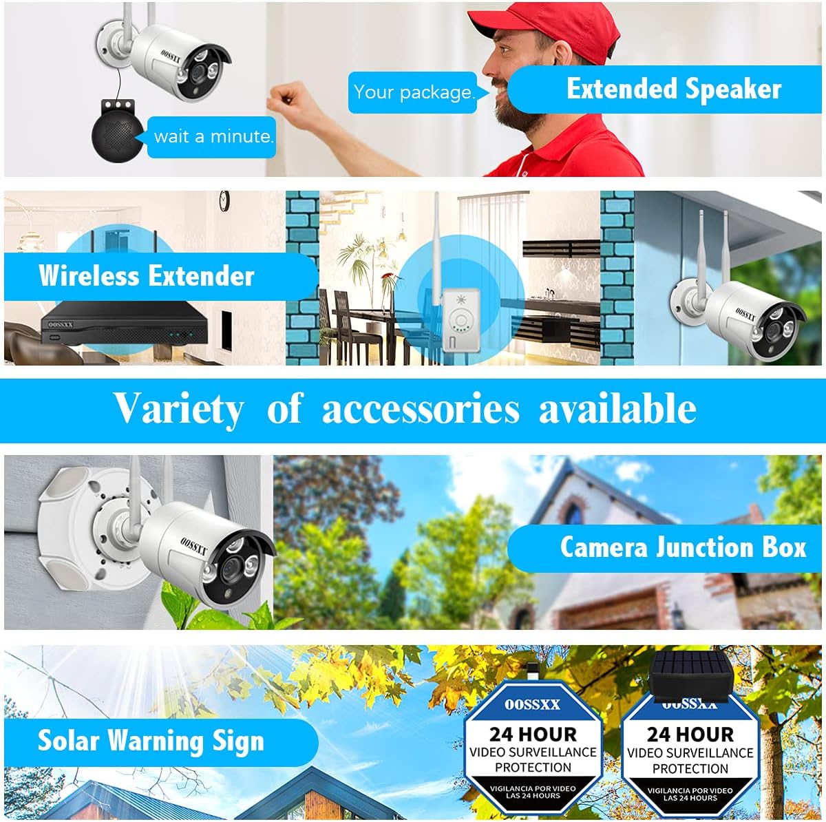 2K 3.0MP Wireless Security Camera System, 8 Channel NVR Outdoor Home Surveillance with 4TB HDD W47010
