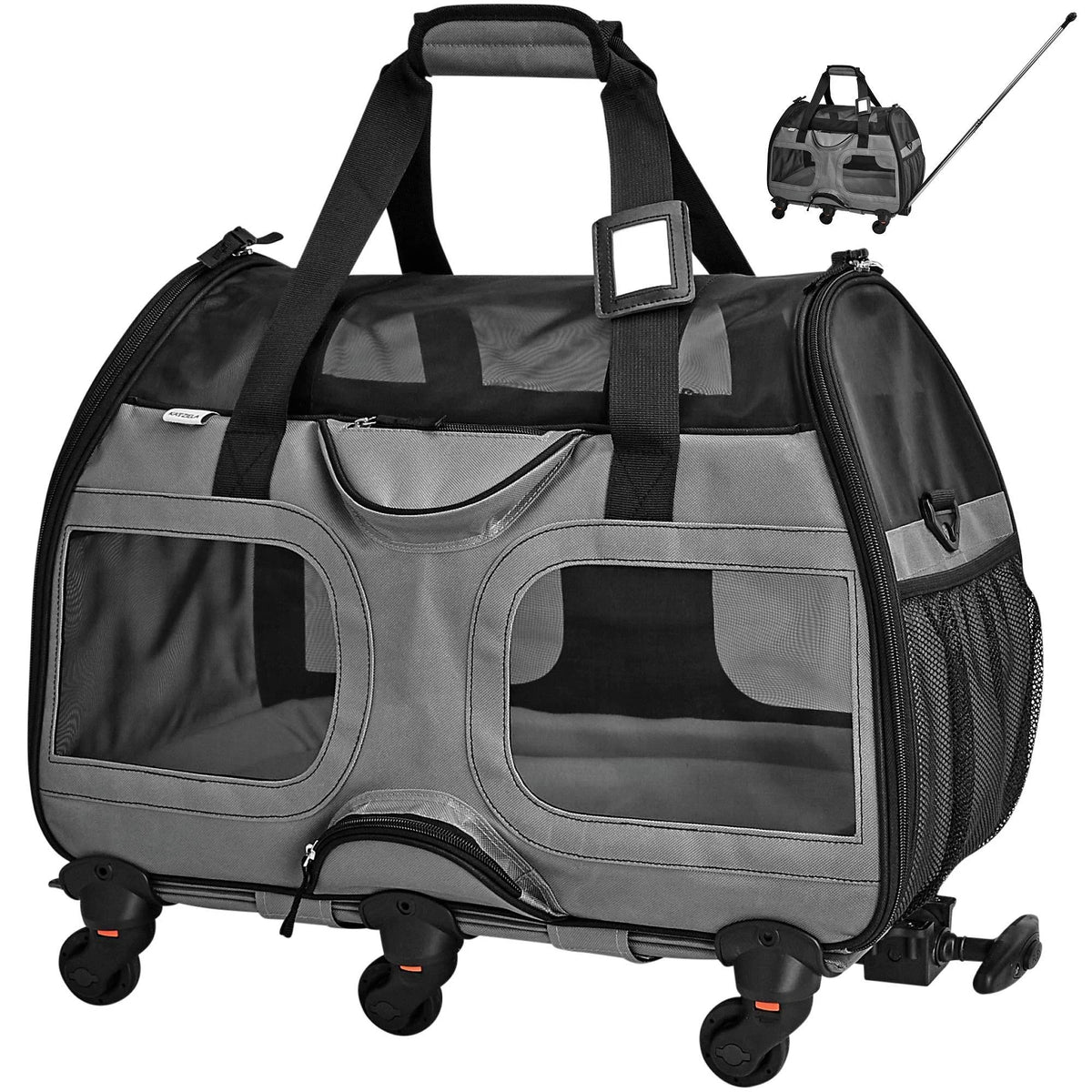 Pet Carrier with Removable Wheels Gray O5679
