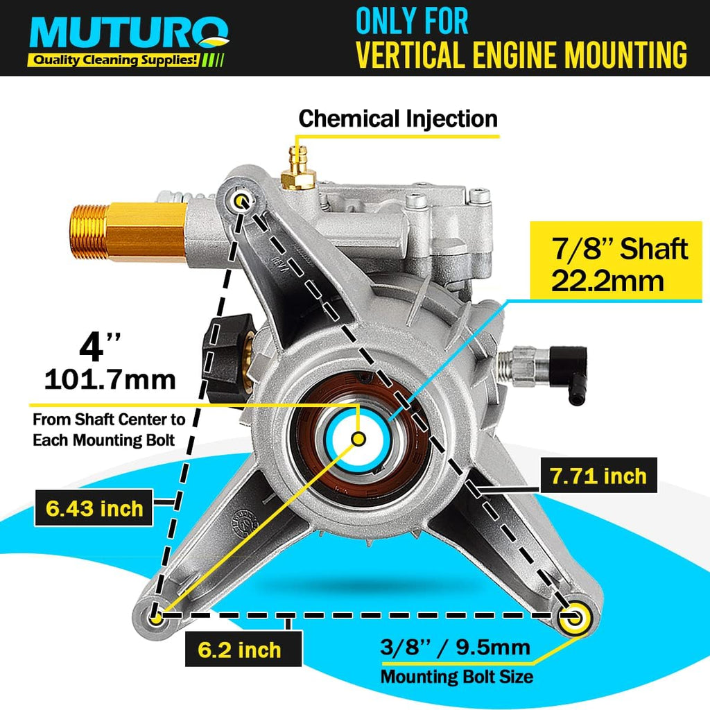 Vertical Pressure Washer Pump 7/8 Shaft 2800-3000 PSI 2.5GPM Rear Outlet Pack of 2 J361531