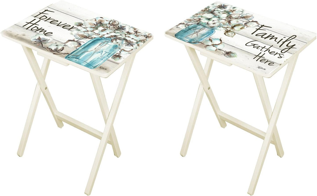 Farmhouse TV Trays with Stand, Set of 4 Q883516