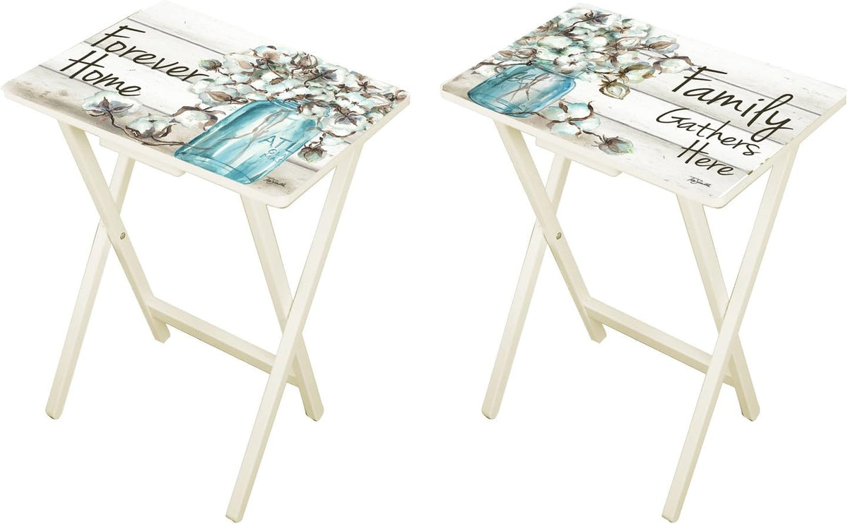 Farmhouse TV Trays with Stand, Set of 4 Q883516