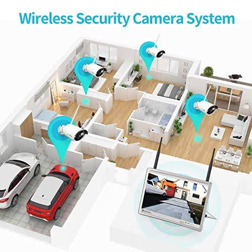 1080p Wireless Security Camera System with 12 inch LCD Monitor X682