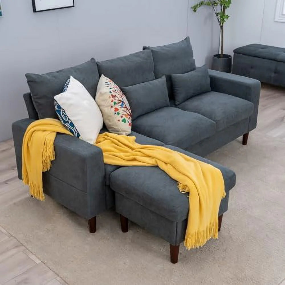 Grey Reversible L-Shaped Sectional Sofa W993