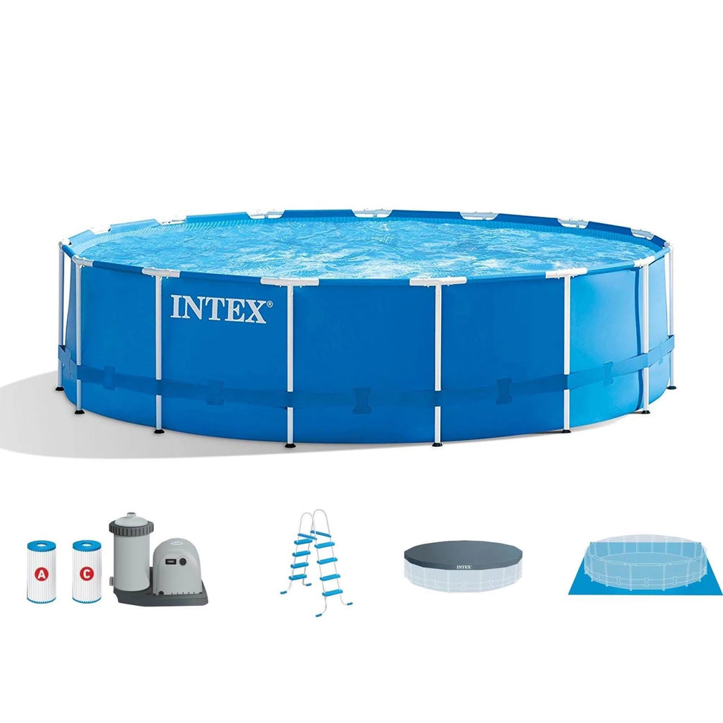 18ft x 48in Metal Frame Swimming Pool Set with Pump & Filter A557036