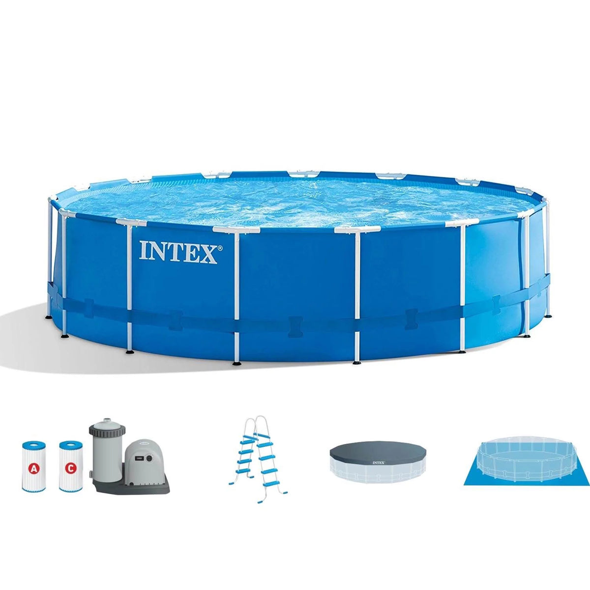 18ft x 48in Metal Frame Swimming Pool Set with Pump & Filter A557036