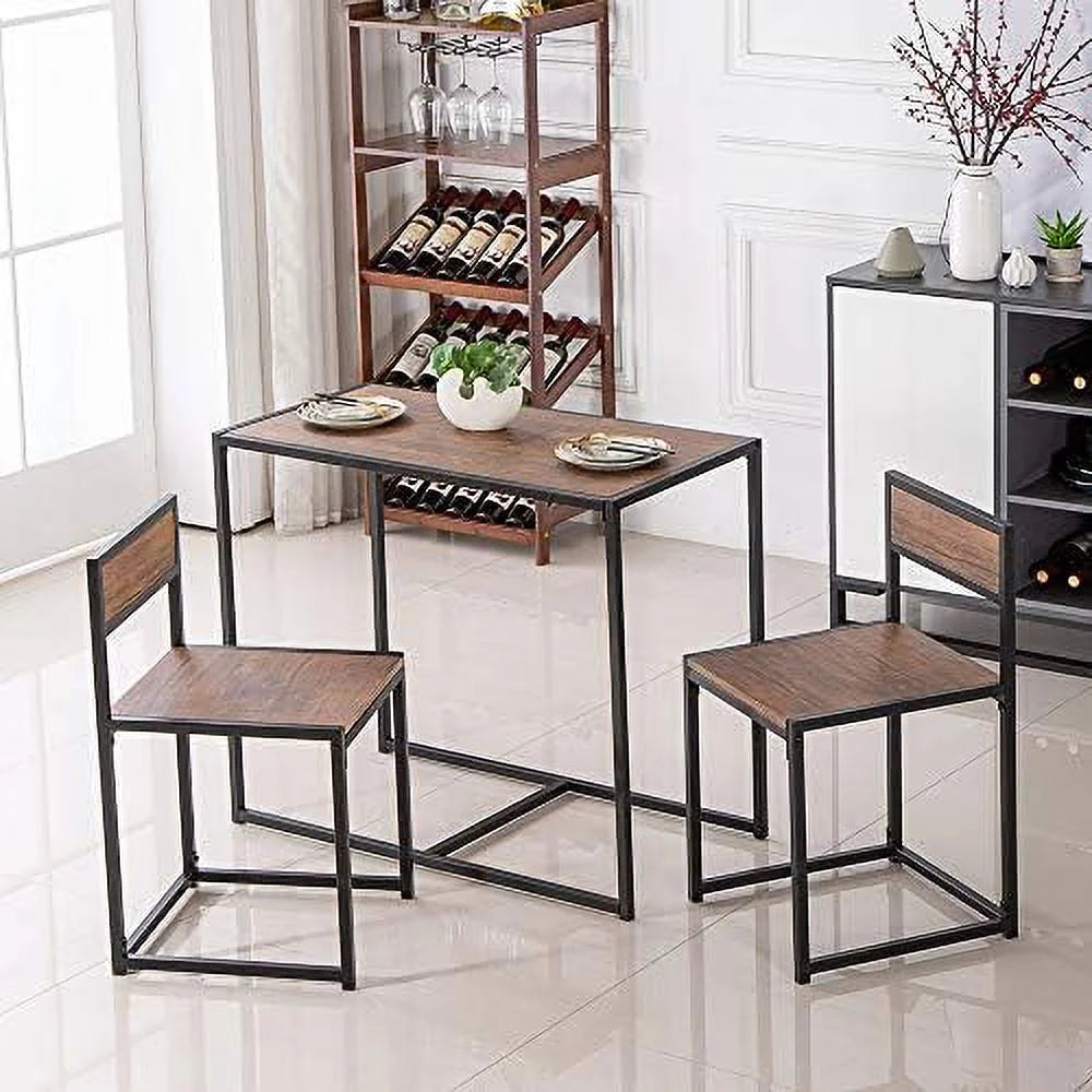3 Pcs Modern Wood Dining Table and Chairs Set D1091