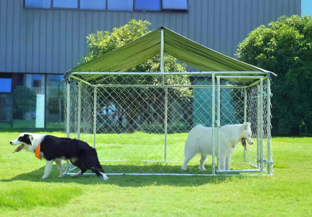 Heavy Duty Outdoor Dog Kennel with Black UV & Water Resistant Cover S4123