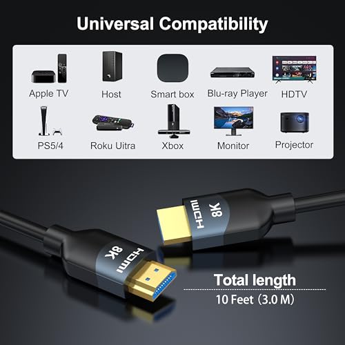 8K HDMI 2.1 Cables 6FT 5-Pack High Speed 165/180/240Hz V791064