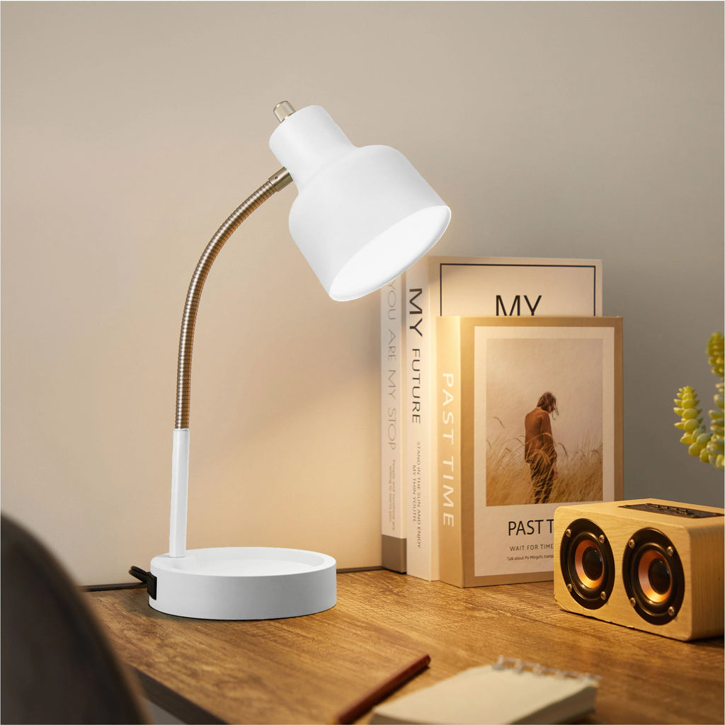 LED Desk Lamp with AC Outlet, Matte Black F818610