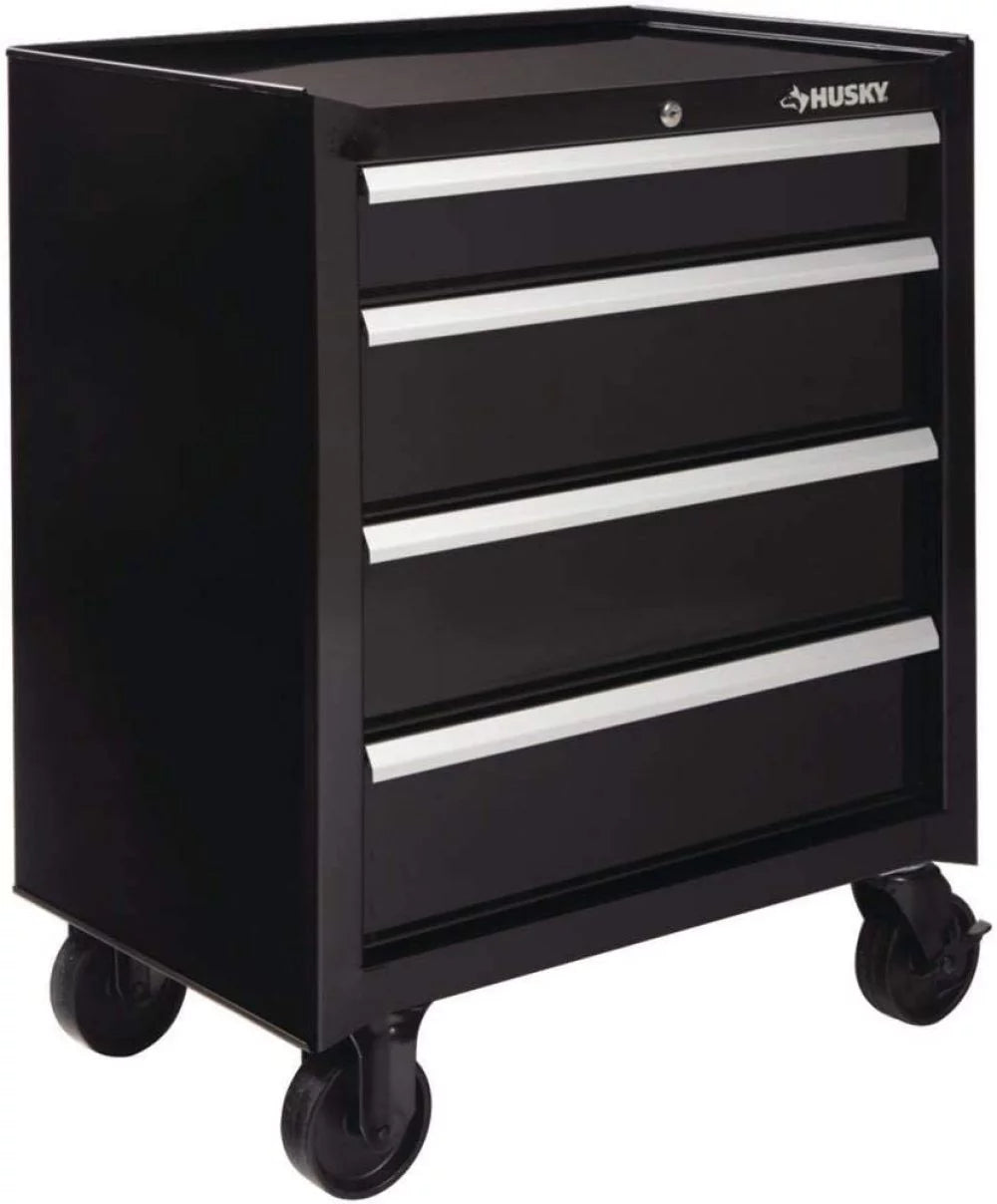26 in. 4-Drawer Rolling Tool Cabinet in Gloss Black J524