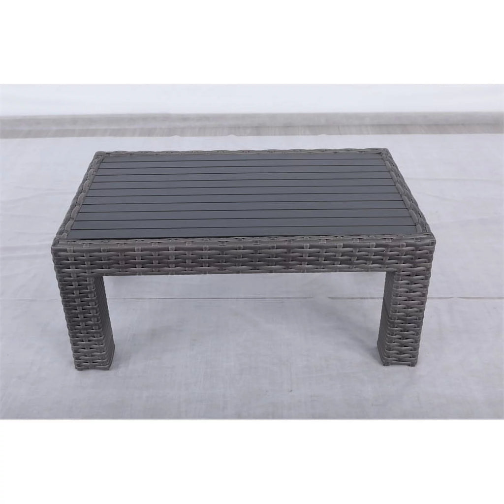 Wicker Rattan Patio Coffee Table with Glass Top O616