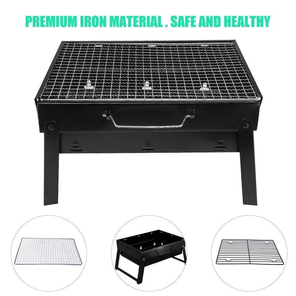 Folding Portable Charcoal BBQ Grill with 10 Pc Stainless Steel Sticks C531