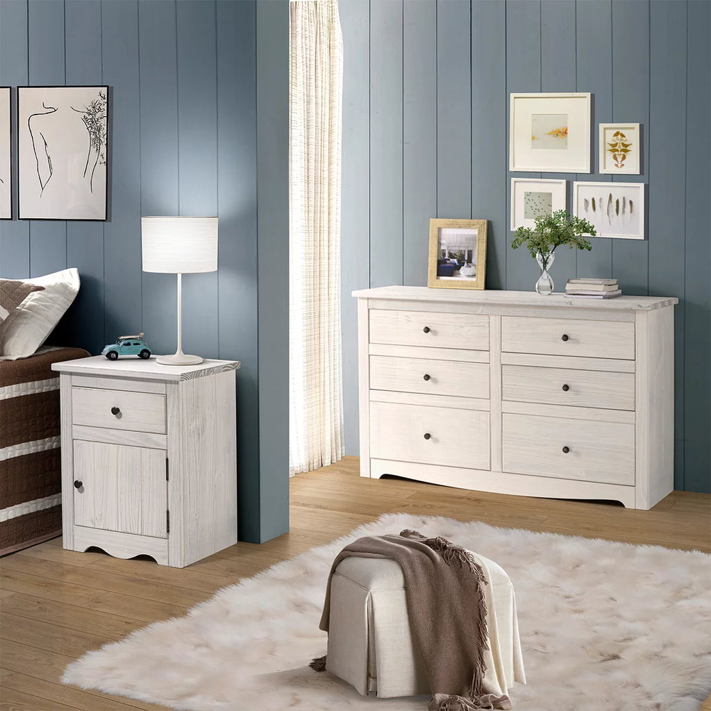 White 1 Door 1 Drawer Wood Nightstand F839