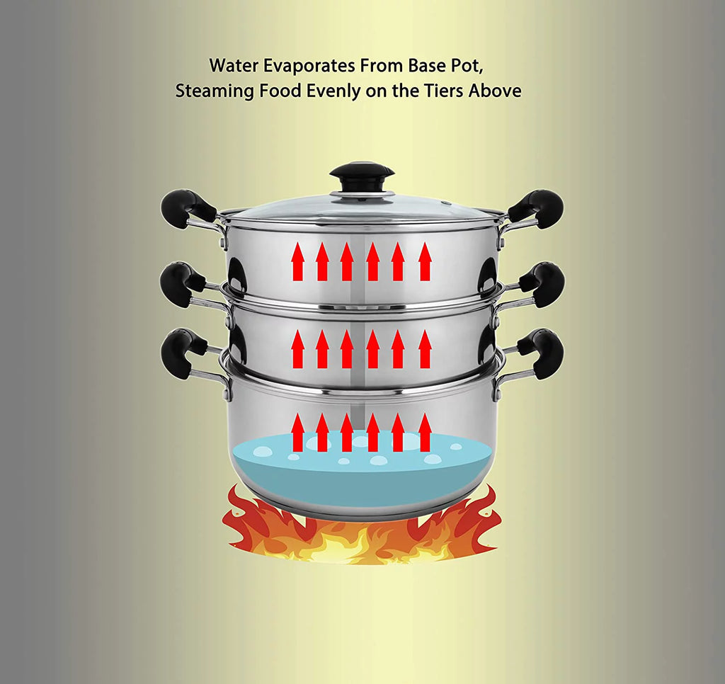10" Stainless Steel 3 Tier Steamer Pot Z690118