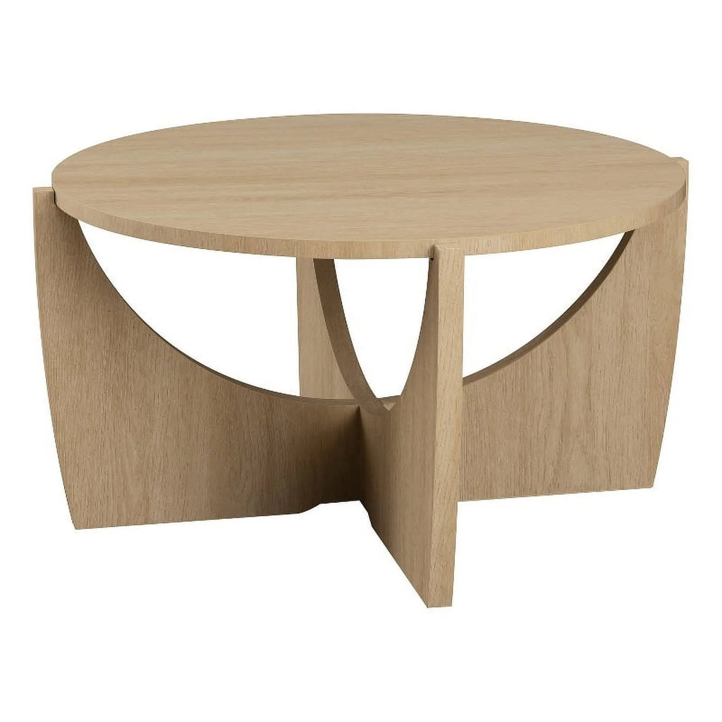 28" Wood Round Coffee Table with Crossed Arch Base P64035