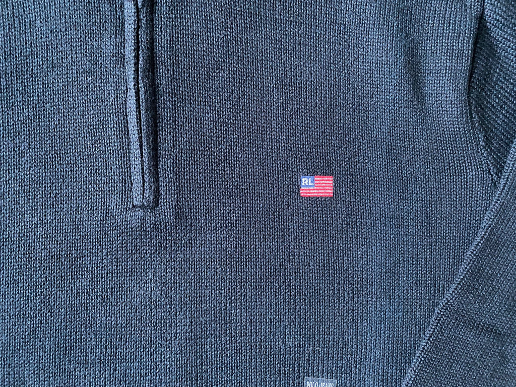 Black Cotton Quarter-Zip Sweater X4182