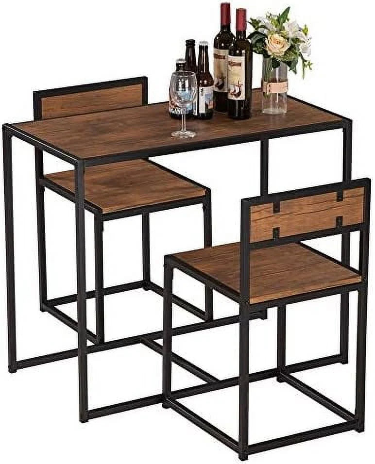 3 Pcs Modern Wood Dining Table and Chairs Set D1091